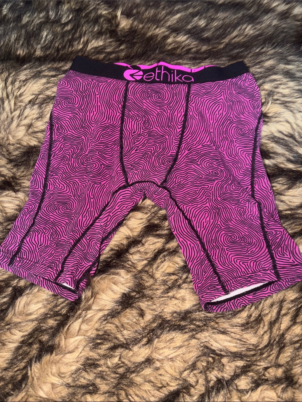 ethika Mens Pink And Black Zebra Style Print Boxer Briefs Size Small